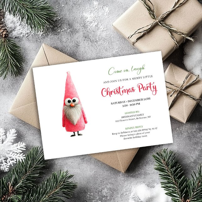 Invitation de vacances classique et fantaisiste de (Classic quirky pink santa holiday invitation

)