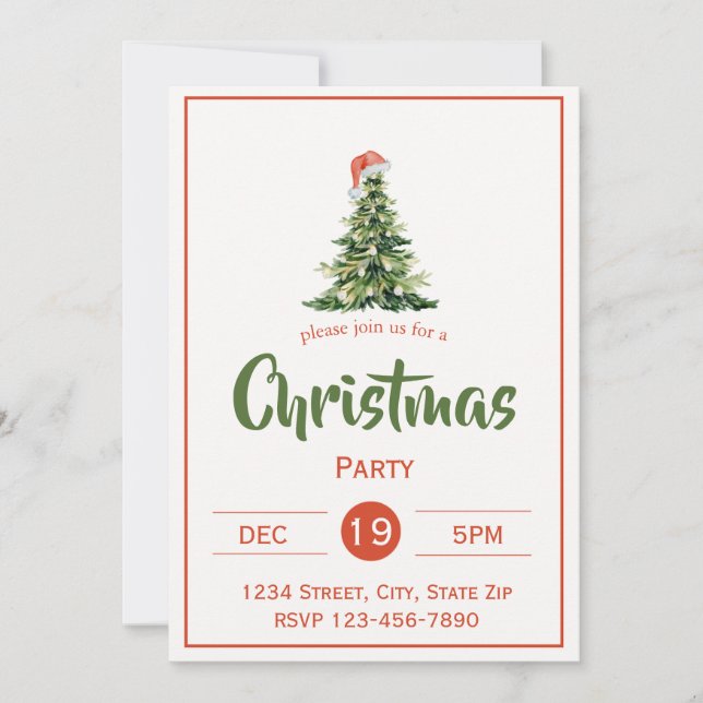 Invitation de vacances de Noël arbre rustique | Fa (Devant)