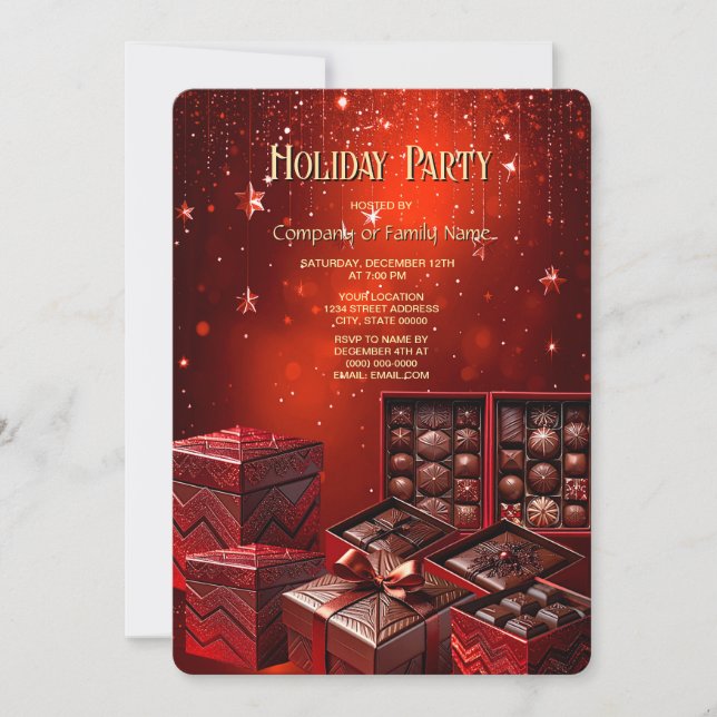 Invitation de vacances de Noël au bonbon au chocol (Devant)