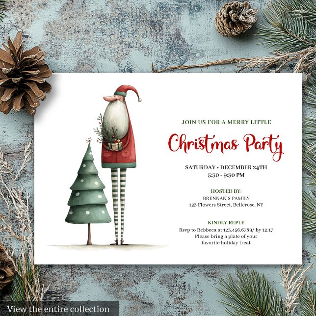 Invitation de vacances de Noël élégante et origina (Elegant Quirky Santa Christmas Holiday Invitation)