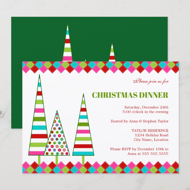 Invitation de vacances de Noël joyeuse et lumineus (Devant / Derrière)