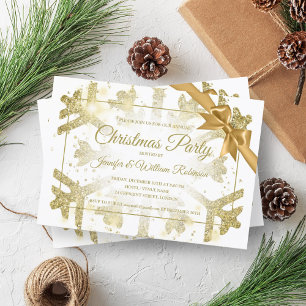 Invitation de vacances Luxury Gold Parties scintillant Xmas