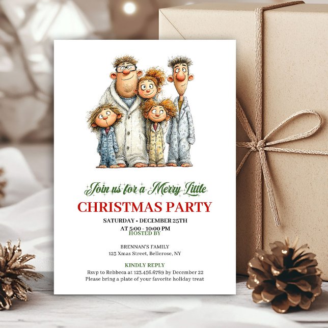 Invitation de vacances moderne et fantaisiste en a (Quirky Family Modern Watercolor Holiday Invitation)