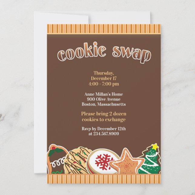 Invitation de vacances pour échange de cookies (Devant)