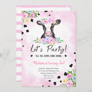 Invitation de vache de 2e anniversaire
