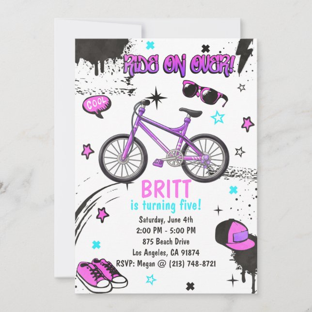 Invitation de vélo BMX violet (Devant)