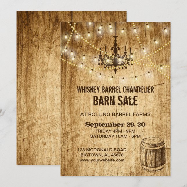 Invitation de vente de grange avec le lustre et le (Devant / Derrière)