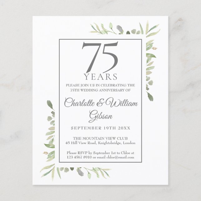 Invitation de verdure pour le 75e anniversaire (Devant)
