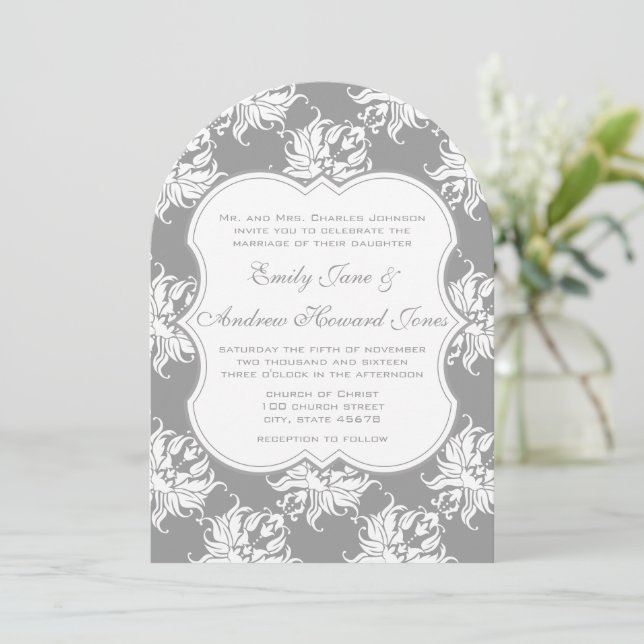 Invitation de Victorian Grey Mariage damassé (Debout devant)