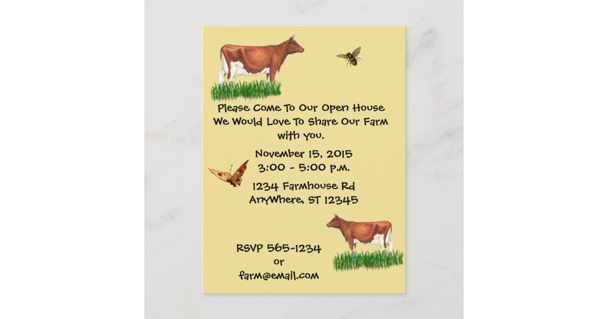 Invitation de visite agricole Guernsey Cow | Zazzle.fr