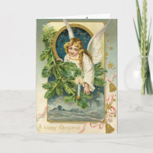 Invitation de voeux de Noël vintage Angel