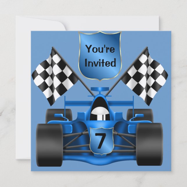 Invitation de voiture de course pour le 7e anniver (Devant)