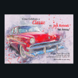 Invitation de voiture Red Vintage<br><div class="desc">Invitation d'un homme avec une voiture rouge vintage dans un design grunge. (Pix). () La carte est facile à customiser avec votre libellé, police et couleur de police.() Pas exactement ce que vous cherchez? Tous nos produits peuvent être conçus sur mesure pour répondre à vos besoins sans frais supplémentaires.() Il...</div>