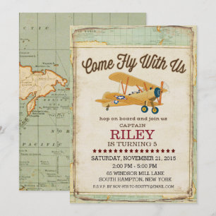 Invitation de voyage d'anniversaire d'avion Venez
