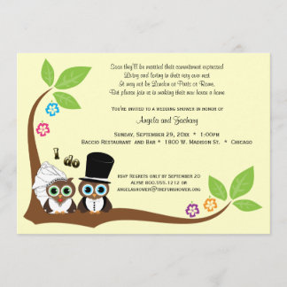 Invitation de wedding shower de hiboux d'arbre de