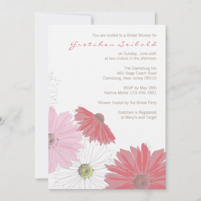 Invitation de wedding shower de marguerite de (Devant)