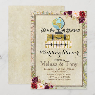 Invitation de wedding shower de thème de voyage