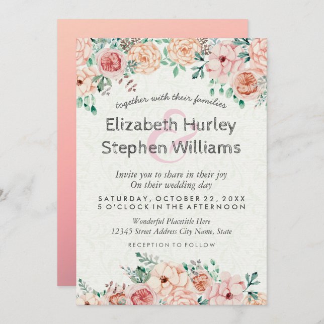 Invitation de Wedding shower floral chic Watercolo (Devant / Derrière)