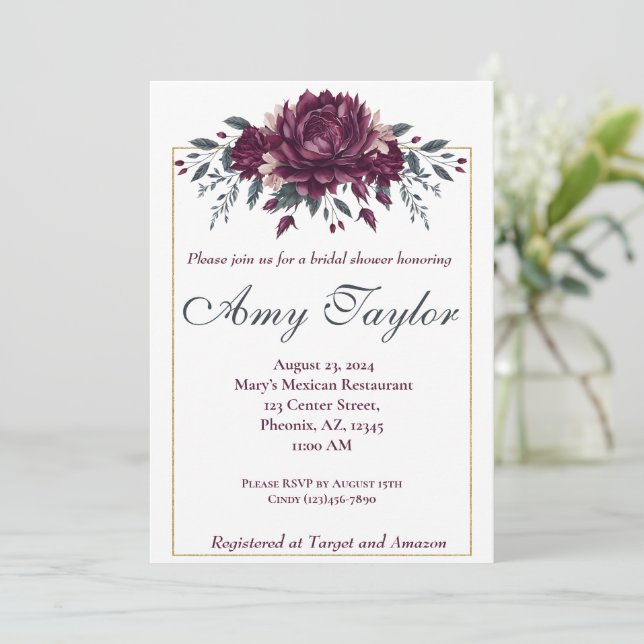 Invitation de Wedding showers floraux de Bourgogne (Debout devant)