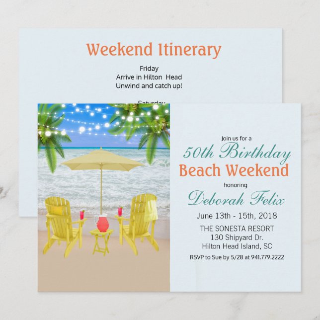 Invitation de week-end à la plage pour tout âge (Devant / Derrière)