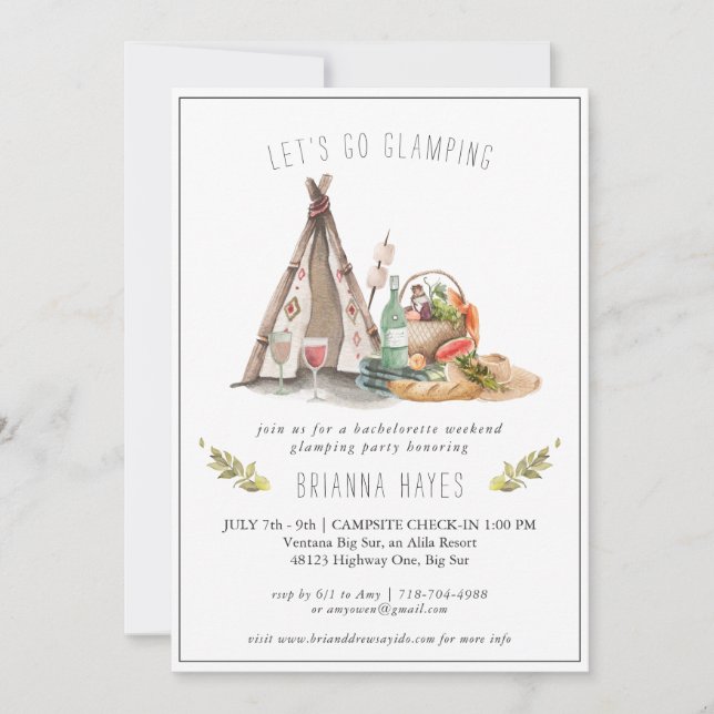 Invitation de week-end de camping en glamping pour (Devant)