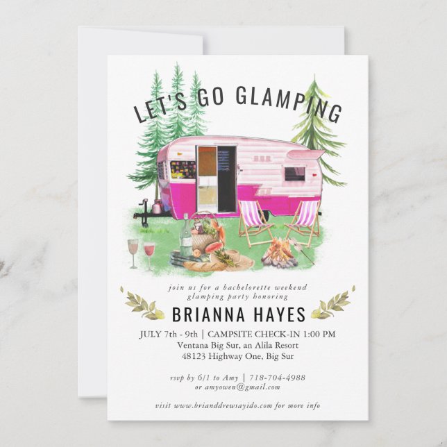 Invitation de week-end de camping en glamping pour (Devant)