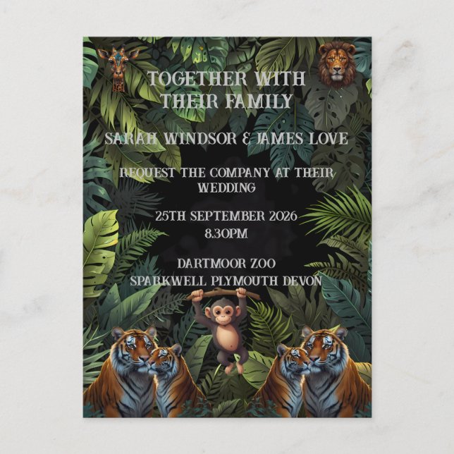 Invitation de zoo de mariage personnalisée (Devant)