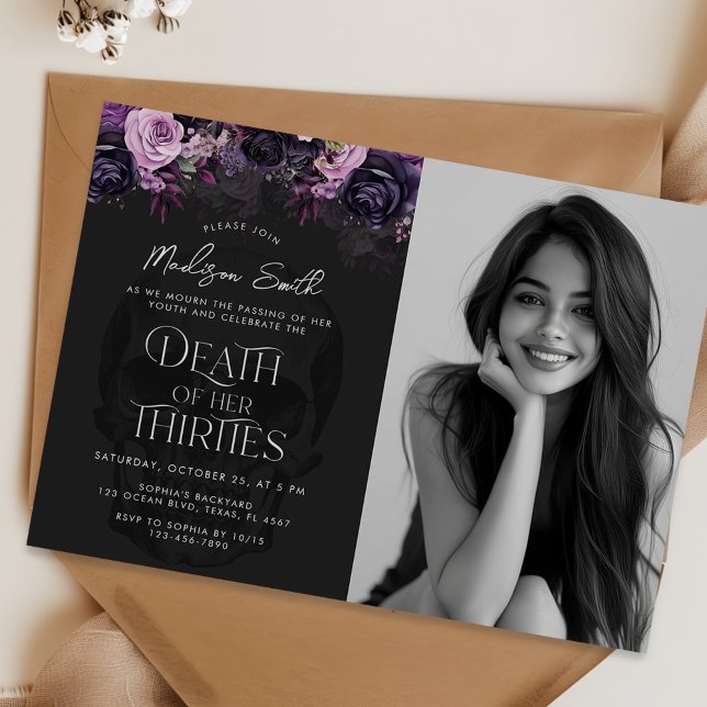 Invitation Death Of Her Thirties 40th Birthday Party Photo (Créateur téléchargé)