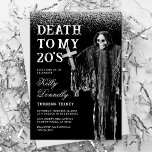 Invitation Death To My Twenties 30th Birthday Party<br><div class="desc">Welcome to your thirties! It's time to lay your twenties to rest and say hello to a new decade. This beautiful black invitation is the perfect way to do just that. Featuring a stylish black background adorned with the shimmering texture of silver glitter and a Grim Reaper holding a funeral...</div>