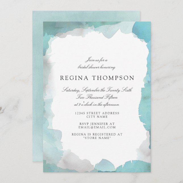 Invitation Debonair Turquoise nuptiale douche (Devant / Derrière)