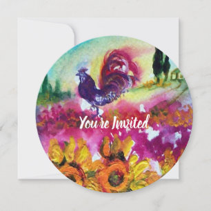 Invitation DÉBORDEMENT ET ROOSTER NOIR Paysage rustique