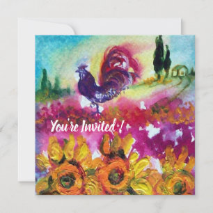 Invitation DÉBORDEMENT ET ROOSTER NOIR Paysage rustique