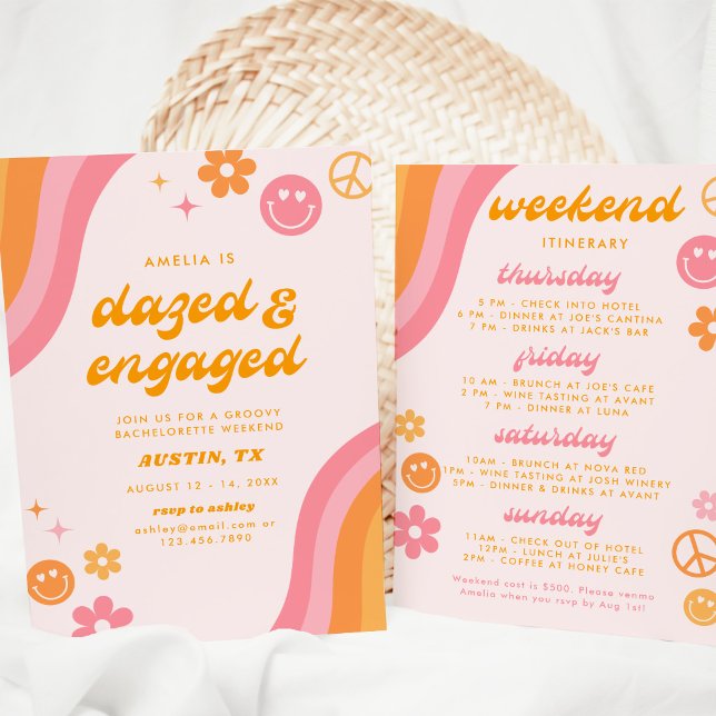 Invitation Déboussolés & Fiancés Circuit Rose & Orange de 4 J (Créateur téléchargé)