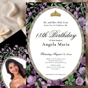 Invitation Début de 18 ans aux fleurs roses élégantes