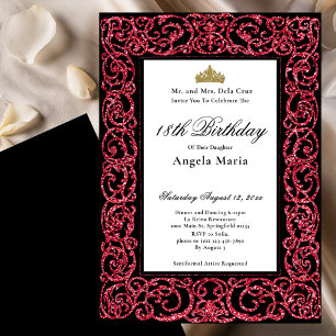 Invitation Début de 18 ans élégant en rouge