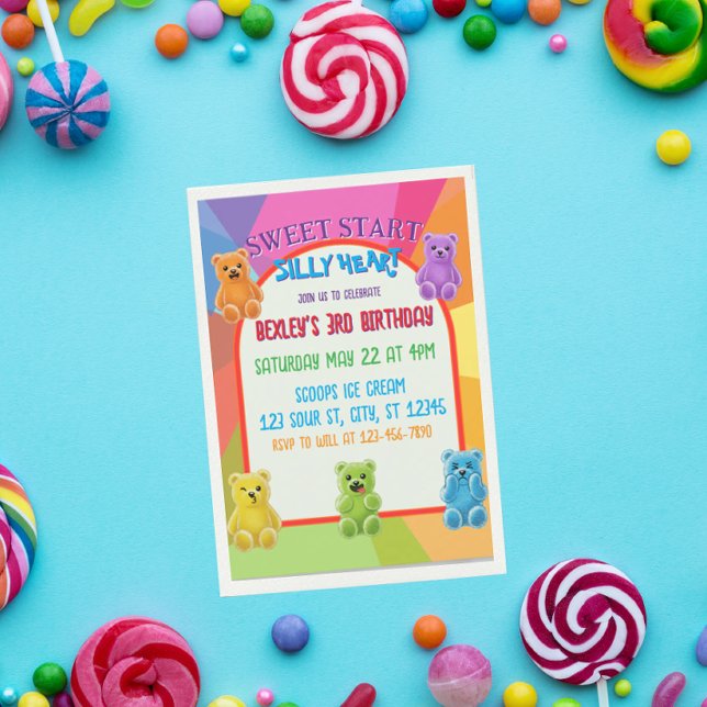 Invitation Début Sucré, Oursons en Bonbons de Saint Valentin  (Créateur téléchargé)