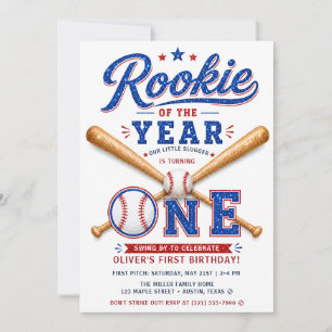 Invitation Débutant de l'année Baseball 1er Anniversaire