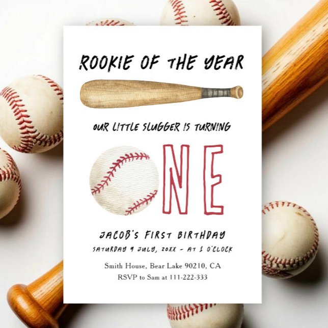 Invitation Débutant de l'année Fête d'anniversaire de basebal (Créateur téléchargé)