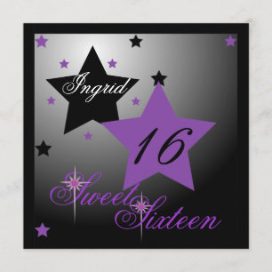 Invitation Débutant Star Sweet sixteen-Cust.