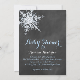 Invitation Décalage Blue Chalk Snowflake Baby shower Invitati