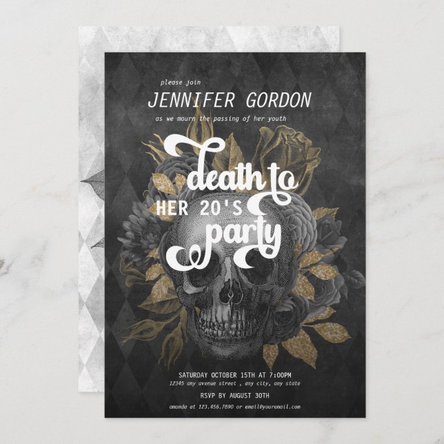 Invitation Décès à ma fête d'anniversaire de jeunesse | Goth  (Devant / Derrière)