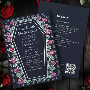 Invitation Décès nous faire partie Rose bleu gothique Mariage