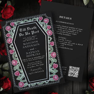 Invitation Décès nous faire partie Rose noir gothique Mariage