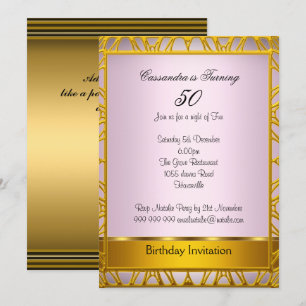 Invitation Décès Or 50e Anniversaire Rose