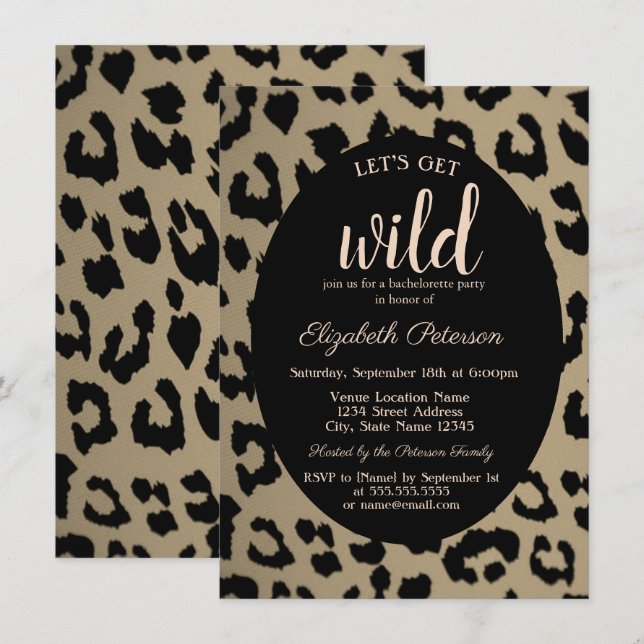 Invitation Déchaînons-Nous, Animaux Imprimé Léopard Enterreme (Devant / Derrière)