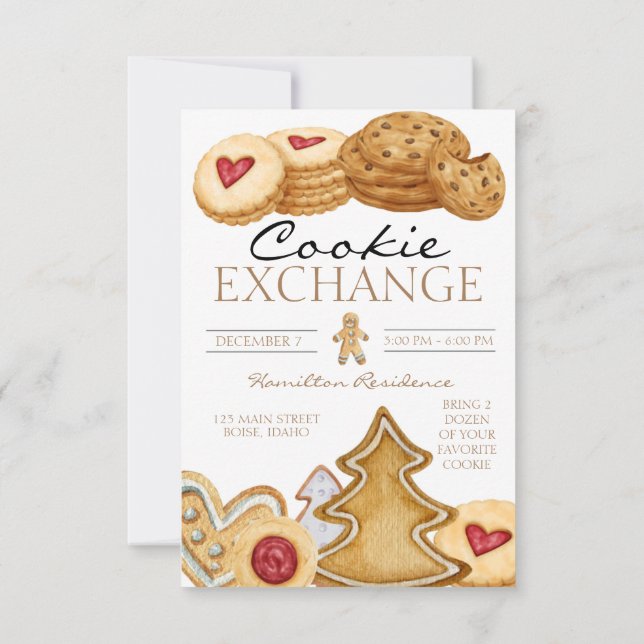 Invitation d'échange de cookies de Noël (Dos)