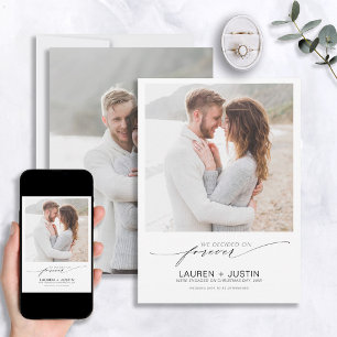 Invitation Décidé sur Forever Black White 2 Fiançailles photo