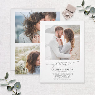 Invitation Décidé sur Forever Black White 3 Fiançailles photo