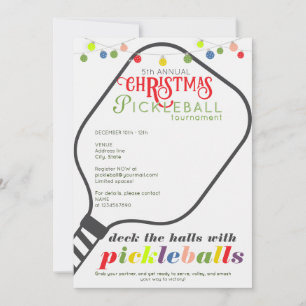 Invitation Deck Halls Pickleball Tournament de Noël