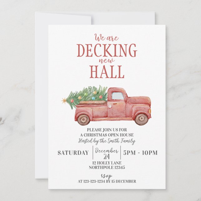 Invitation Deck the Hall, Christmas Open House (Devant)